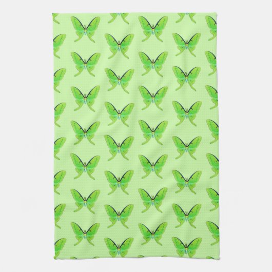 Linge De Cuisine Luna moth sur un arrière - plan vert pâle (Vertical)