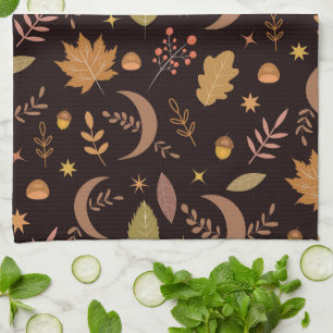 Linge De Cuisine Lune bohème avec motif de feuilles d'automne   