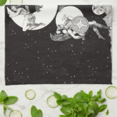 Linge De Cuisine Lune céleste ciel Univers Dieu Nuit Illustration (Plié)