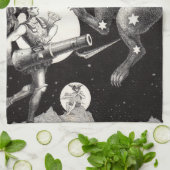 Linge De Cuisine Lune céleste ciel Univers Dieu Nuit Illustration (Plié)