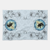 Linge De Cuisine Lune de chat cosmique et étoiles (Horizontal)