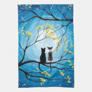 Linge De Cuisine Lune lunatique avec des chats