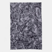 Linge De Cuisine Lune profonde marine bleu floral (Vertical)