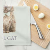 Linge De Cuisine Lunettes Cool Cat Marron Violet Menthe (Quart Plié)