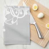 Linge De Cuisine Lustre blanc et gris chic (Quart Plié)