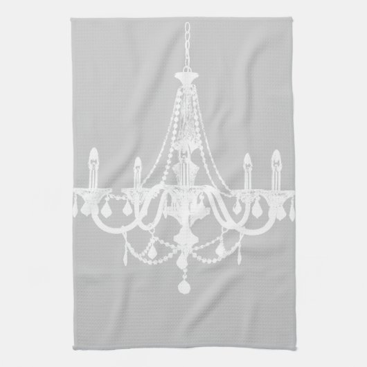 Linge De Cuisine Lustre blanc et gris chic (Vertical)