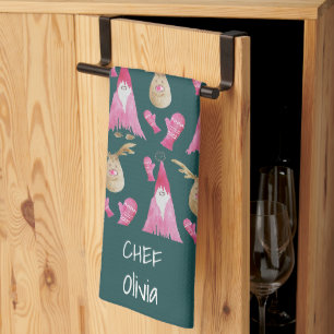 Linge De Cuisine Lutins de Noël et rennes avec gants
