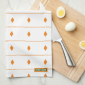 Linge De Cuisine Luxe blanc et orange pour elle (Quart Plié)
