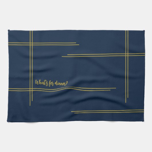 Linge De Cuisine Luxe classique Navy et Or Dîner? (Horizontal)