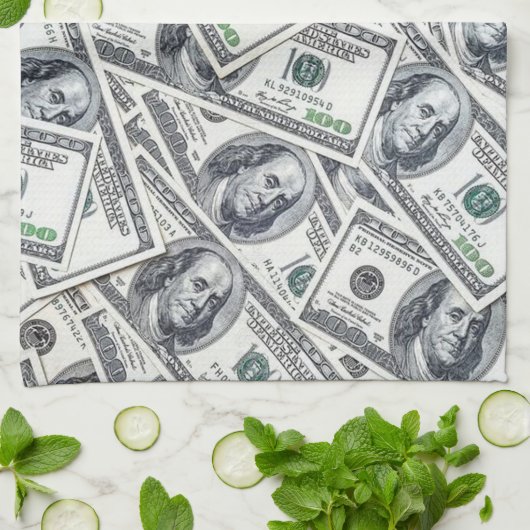 Linge De Cuisine Luxe Dollars Argent Intérieur Marbre Parties scint (Plié)