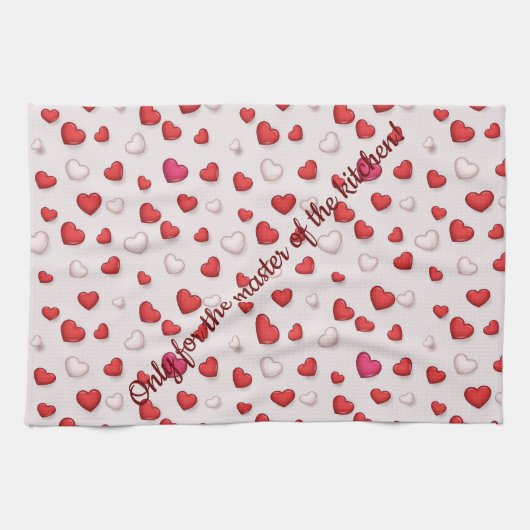 Linge De Cuisine Luxe Moderne Élégant Amour Rouge Coeur (Horizontal)