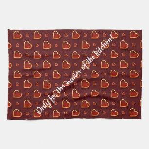 Linge De Cuisine Luxe Moderne Élégant Amour Rouge Or Coeur