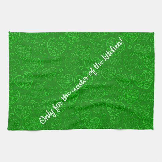 Linge De Cuisine Luxe Moderne Élégant Amour Vert Coeur (Horizontal)