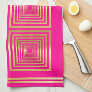 Linge De Cuisine Luxueux monogramme d'or rose chaud néon