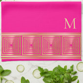 Linge De Cuisine Luxueux monogramme d'or rose chaud néon