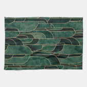 Linge De Cuisine Luxueux Motif Art déco Vert et Or (Horizontal)