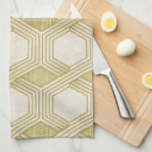 Linge De Cuisine Luxurious Gold Hexagon Pattern - Marble Texture (Quart Plié)