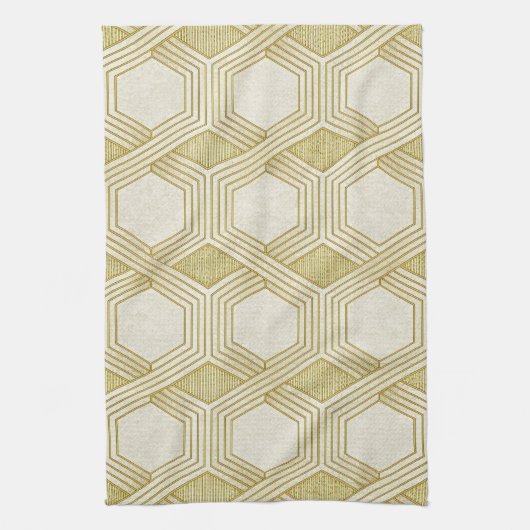 Linge De Cuisine Luxurious Gold Hexagon Pattern - Marble Texture (Vertical)