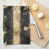 Linge De Cuisine Luxury Black & Gold Botanical Fox Pattern (1) (Quart Plié)