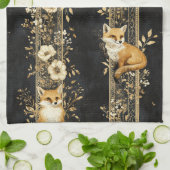 Linge De Cuisine Luxury Black & Gold Botanical Fox Pattern (2) (Plié)