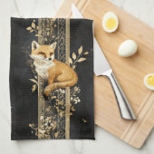 Linge De Cuisine Luxury Black & Gold Botanical Fox Pattern (2) (Quart Plié)