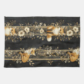 Linge De Cuisine Luxury Black & Gold Botanical Fox Pattern (2) (Horizontal)