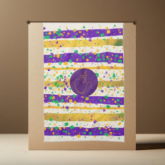 Linge De Cuisine Luxury Mardi Gras Vibrant Purple Gold Green Stripe