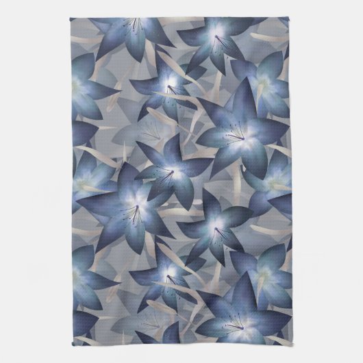 Linge De Cuisine Lys bleus (Vertical)