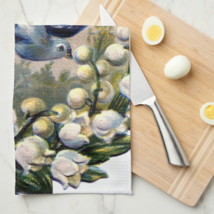 Linge De Cuisine Lys fleuris vintages des oiseaux de vallée