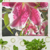 Linge De Cuisine Lys roses fleurs tropicales roses rose (Plié)