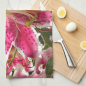 Linge De Cuisine Lys roses fleurs tropicales roses rose (Quart Plié)