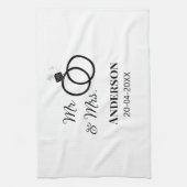 Linge De Cuisine M. & Mme ajouter nom de famille date année mariage (Vertical)