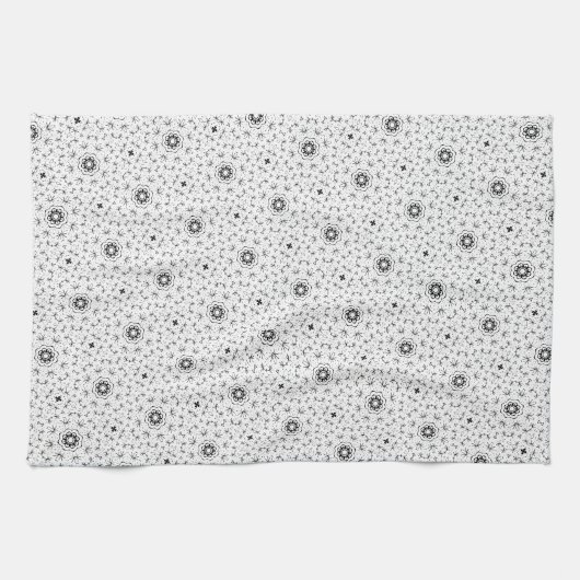 Linge De Cuisine Maacah001 B&W Doodle abstrait (Horizontal)