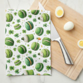 Linge De Cuisine Macaron et trèfle aquarelle de la Saint-Patrick (Quart Plié)