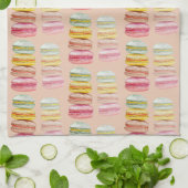 Linge De Cuisine Macarons français aquarelle peints à la main (Plié)