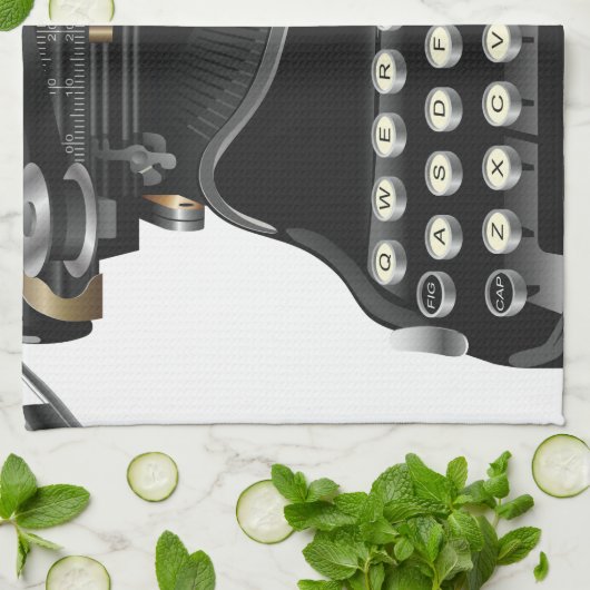 Linge De Cuisine Machine à écrire antique (Plié)