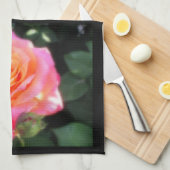 Linge De Cuisine Macro Rose rose et orange (Quart Plié)