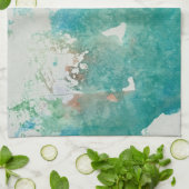 Linge De Cuisine Maddie green and blue impression dish towel (Plié)