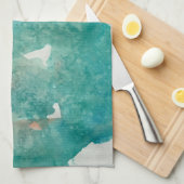 Linge De Cuisine Maddie green and blue impression dish towel (Quart Plié)