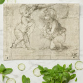 Linge De Cuisine Madonna, Christ et Saint Jean Baptiste par Rapahel (Plié)