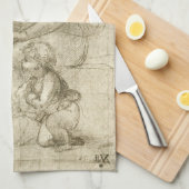 Linge De Cuisine Madonna, Christ et Saint Jean Baptiste par Rapahel (Quart Plié)