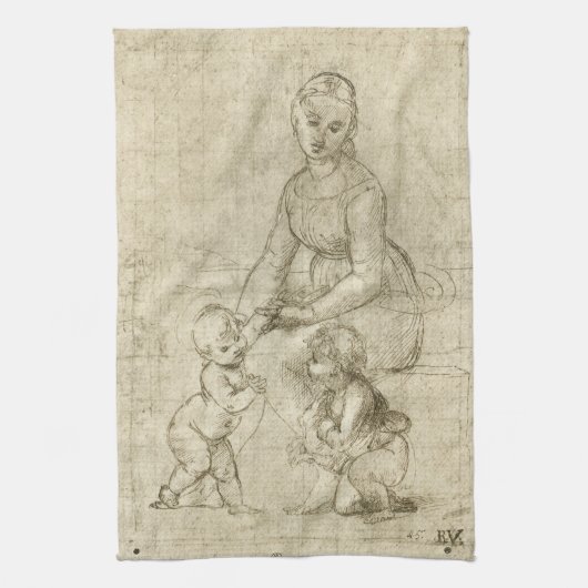 Linge De Cuisine Madonna, Christ et Saint Jean Baptiste par Rapahel (Vertical)