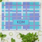 Linge De Cuisine Madras moderne violet bleu (Plié)