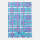 Linge De Cuisine Madras moderne violet bleu (Vertical)