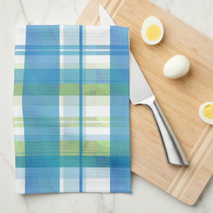 Linge De Cuisine Madras Plaid Green et Blue