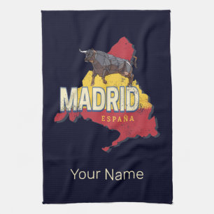 Linge De Cuisine Madrid Espagne Rétro Carte Région Vintage Bull