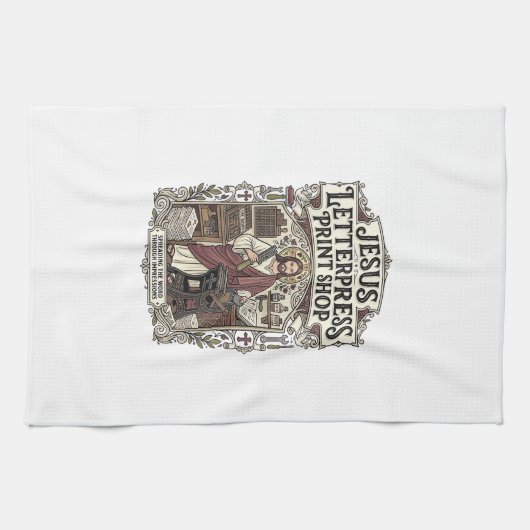 Linge De Cuisine Magasin d'impression Jésus Letterpress Jésus Lette (Horizontal)