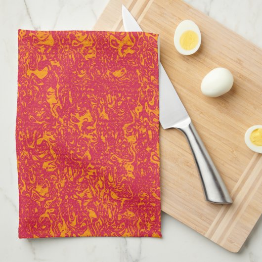 Linge De Cuisine Magenta et Orange (Quart Plié)
