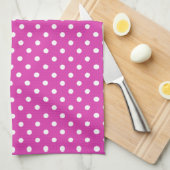 Linge De Cuisine Magenta, Pois blancs (Quart Plié)