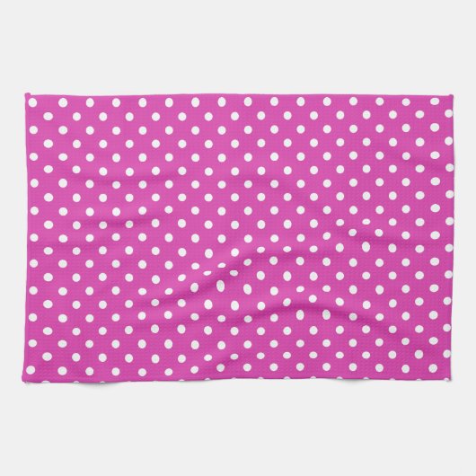 Linge De Cuisine Magenta, Pois blancs (Horizontal)